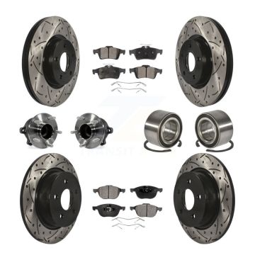 Front Rear Hub Bearing Coated Disc Brake Rotors And Pads Kit (10Pc) For Ford Escape C-Max KBB-107583
