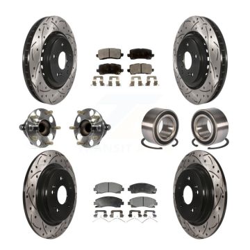 Front Rear Hub Bearing Coated Disc Brake Rotor Pad Kit (10Pc) For 2015-2020 Acura TLX FWD KBB-107601