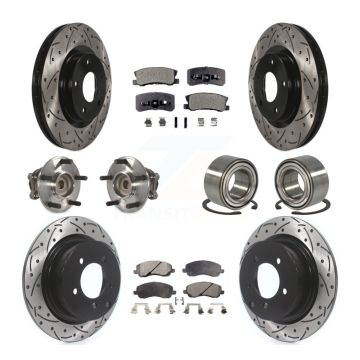 Front Rear Hub Bearing Coated Disc Brake Rotor Pad Kit (10Pc) For 2012 Mitsubishi RVR FWD KBB-107603