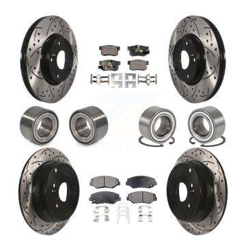Front Rear Bearings Coated Disc Brake Rotors And Pads Kit (10Pc) For 2005-2006 Honda CR-V KBB-107613