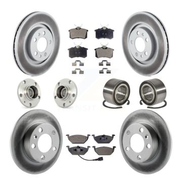 Front Rear Hub Bearing Coated Disc Brake Rotors And Pads Kit (10Pc) For Volkswagen Beetle KBB-107617