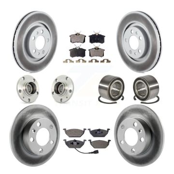 Front Rear Hub Bearing Coated Brake Rotor Pads Kit (10Pc) For Volkswagen Golf City Beetle KBB-107618