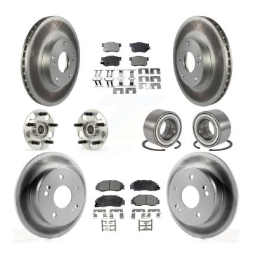Front Rear Wheel Hub Bearing Coated Disc Brake Rotor And Pads Kit (10Pc) For Honda Accord KBB-107628