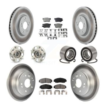Front Rear Hub Bearing Assembly Coated Disc Brake Rotors And Pads Kit (10Pc) For Acura TL KBB-107644