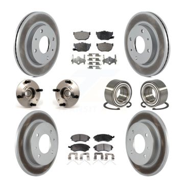 Front Rear Hub Bearings Coated Disc Brake Rotors And Pads Kit (10Pc) For Hyundai Elantra KBB-107657