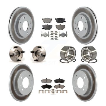 Front Rear Hub Bearings Coated Disc Brake Rotors And Pads Kit (10Pc) For Hyundai Elantra KBB-107658
