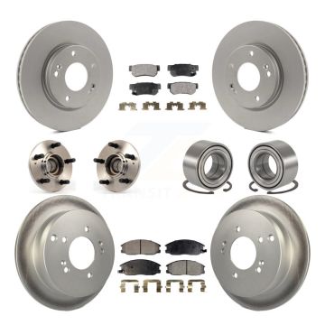Front Rear Hub Bearings Coated Disc Brake Rotors And Pads Kit (10Pc) For Hyundai Santa Fe KBB-107663