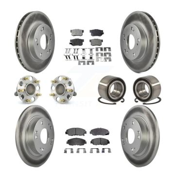 Front Rear Wheel Hub Bearing Coated Disc Brake Rotors And Pads Kit (10Pc) For Honda Civic KBB-107671