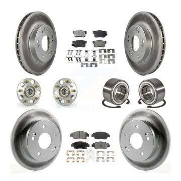 Front Rear Hub Bearing Coated Disc Brake Rotor & Pads Kit (10Pc) For 2004 Honda Civic SiR KBB-107674