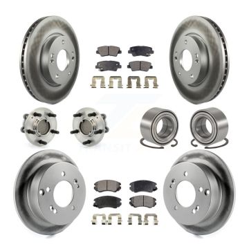 Front Rear Hub Bearings Coated Disc Brake Rotors And Pads Kit (10Pc) For Hyundai Sonata KBB-107677
