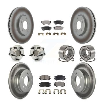 Front Rear Hub Bearings Coated Disc Brake Rotors And Pads Kit (10Pc) For Hyundai Sonata KBB-107680