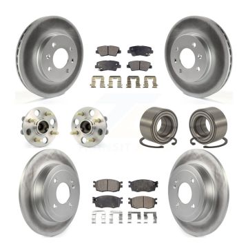 Front Rear Hub Bearing Coat Brake Rotor Pads Kit (10Pc) For 11 Hyundai Accent 4-Wheel ABS KBB-107712