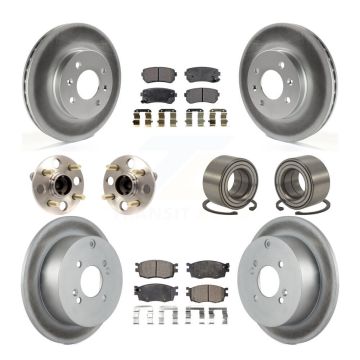 Front Rear Hub Bearing Coated Brake Rotor Pads Kit (10Pc) For Hyundai Accent Kia Rio Rio5 KBB-107713
