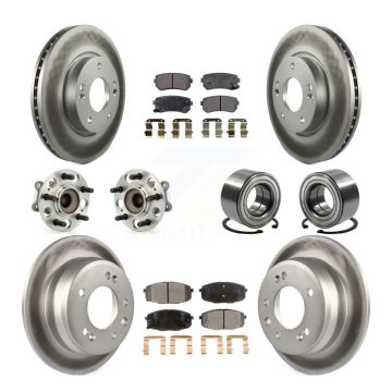 Front Rear Hub Bearings Coated Disc Brake Rotors And Pads Kit (10Pc) For Hyundai Elantra KBB-107729