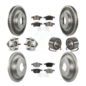 Front Rear Wheel Hub Bearing Coated Disc Brake Rotor And Pad Kit (10Pc) For Mazda 3 Sport KBB-107745