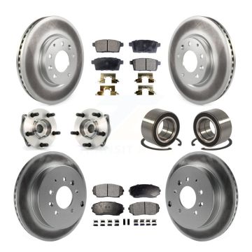Front Rear Hub Bearing Coated Brake Rotor And Pad Kit (10Pc) For 2007-2012 Mazda CX-7 AWD KBB-107751
