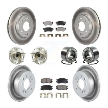 Front Rear Hub Bearings Coated Disc Brake Rotors And Pads Kit (10Pc) For Hyundai Elantra KBB-107787