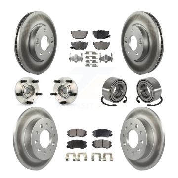 Front Rear Hub Bearings Coated Disc Brake Rotors And Pads Kit (10Pc) For Hyundai Tiburon KBB-107788