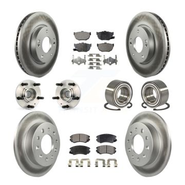 Front Rear Hub Bearings Coated Disc Brake Rotors And Pads Kit (10Pc) For Hyundai Tiburon KBB-107789