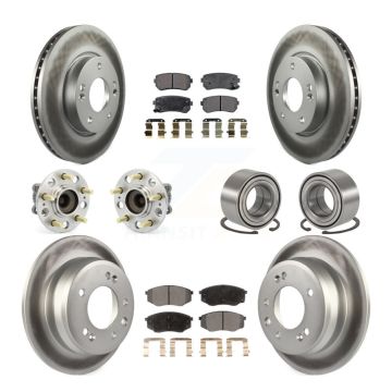 Front Rear Hub Bearing Coated Brake Rotor Pads Kit (10Pc) For Hyundai Tucson Kia Sportage KBB-107813