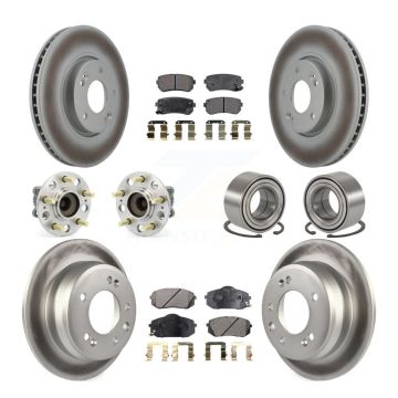 Front Rear Hub Bearing Coated Brake Rotor Pads Kit (10Pc) For Hyundai Tucson Kia Sportage KBB-107816