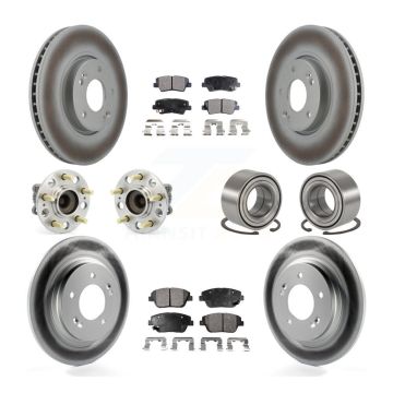 Front Rear Hub Bearing Coated Brake Rotor & Pads Kit (10Pc) For 2013-2015 Kia Optima 2.4L KBB-107818