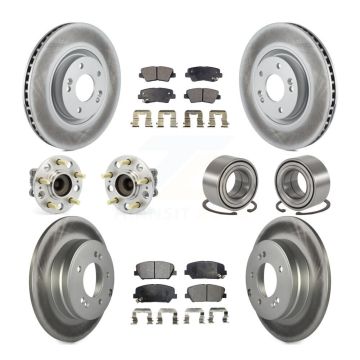Front Rear Hub Bearings Coated Disc Brake Rotors And Pads Kit (10Pc) For Kia Optima 2.0L KBB-107821