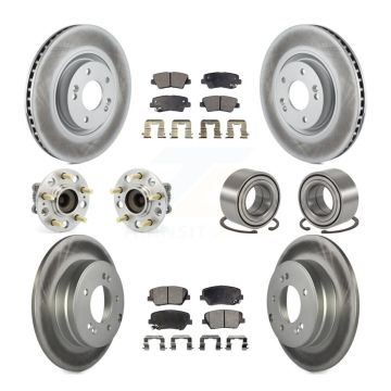 Front Rear Wheel Hub Bearing Coated Disc Brake Rotor And Pad Kit (10Pc) For Hyundai Azera KBB-107823