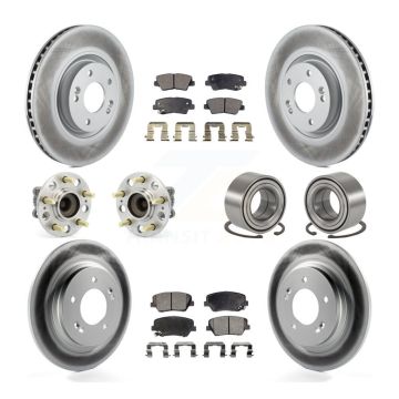 Front Rear Hub Bearing Coated Brake Rotor Pads Kit (10Pc) For 16-17 Hyundai Azera Limited KBB-107824
