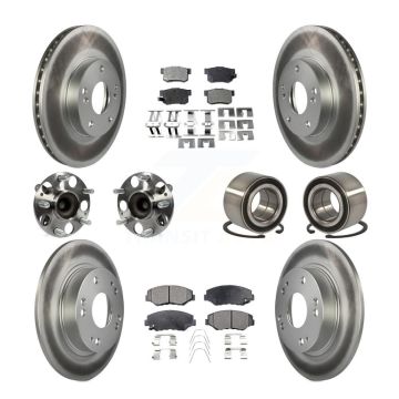 Front Rear Wheel Hub Bearing Coated Disc Brake Rotors And Pads Kit (10Pc) For Honda Civic KBB-107838