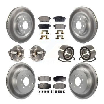 Front Rear Hub Bearing Coated Brake Rotor And Pad Kit (10Pc) For 2007-2015 Mazda CX-9 FWD KBB-107844