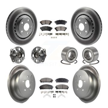 Front Rear Hub Bearing Coated Brake Rotor Pads Kit (10Pc) For 2011-2020 Toyota Sienna FWD KBB-107845