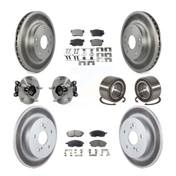 Front Rear Hub Bearing Coated Brake Rotor And Pad Kit (10Pc) For 2008-2013 Suzuki SX4 FWD KBB-107854