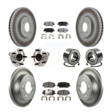Front Rear Hub Bearing Coated Disc Brake Rotor & Pad Kit (10Pc) For Kia Forte Forte5 Koup KBB-107857