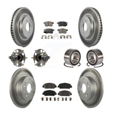 Front Rear Wheel Hub Bearing Coated Disc Brake Rotor And Pads Kit (10Pc) For Honda Accord KBB-107886