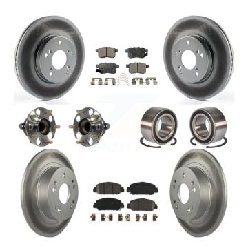 Front Rear Wheel Hub Bearing Coated Disc Brake Rotor And Pads Kit (10Pc) For Honda Accord KBB-107887