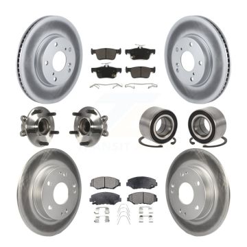 Front Rear Wheel Hub Bearing Coated Disc Brake Rotors And Pads Kit (10Pc) For Honda Civic KBB-107895