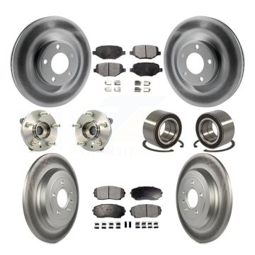 Front Rear Hub Bearing Coated Disc Brake Rotor & Pad Kit (10Pc) For Ford Edge Lincoln MKX KBB-107897