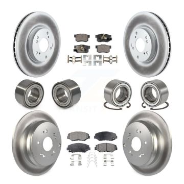 Front Rear Bearings Coated Disc Brake Rotors And Pads Kit (10Pc) For 2005-2006 Honda CR-V KBB-107932