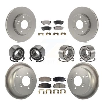Front Rear Bearing Coated Brake Rotor & Pad Kit (10Pc) For 2001-2006 Hyundai Santa Fe 4WD KBB-107949