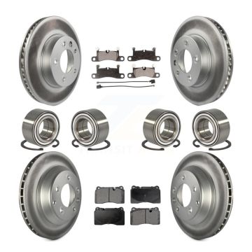 Front Rear Bearings Coated Disc Brake Rotors And Pads Kit (10Pc) For Volkswagen Touareg KBB-107958