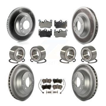 Front Rear Bearing Coated Disc Brake Rotor Pads Kit (10Pc) For Audi Q7 Volkswagen Touareg KBB-107960