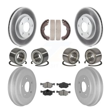 Front Rear Bearing Coated Brake Rotor & Pad Shoe Kit (10Pc) For Ford Escape Mazda Tribute KBB-107961