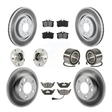 Front Rear Hub Bearing Coated Brake Rotor Pads Kit (10Pc) For Volkswagen Golf City Beetle KBB-107964