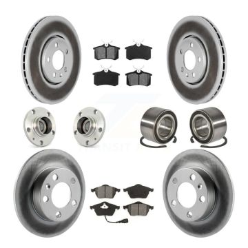 Front Rear Hub Bearing Coated Brake Rotor Pad Kit (10Pc) For Volkswagen Golf Beetle Jetta KBB-107966