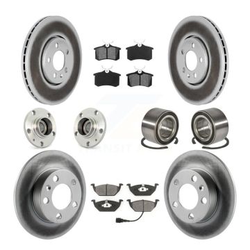 Front Rear Hub Bearing Coat Brake Rotor Pad Kit (10Pc) For 2000-2001 Volkswagen Golf 2.0L KBB-107967