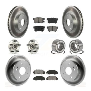 Front Rear Wheel Hub Bearing Coated Disc Brake Rotor And Pads Kit (10Pc) For Honda Accord KBB-107974