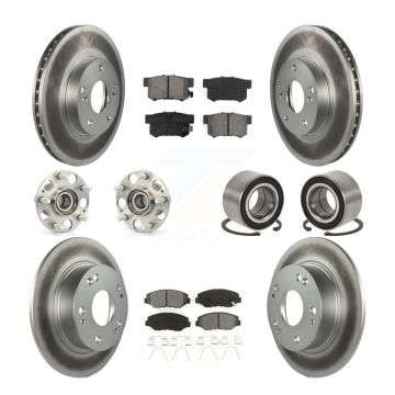 Front Rear Wheel Hub Bearing Coated Disc Brake Rotor And Pads Kit (10Pc) For Honda Accord KBB-107984