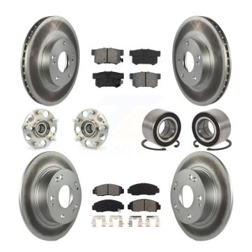 Front Rear Wheel Hub Bearing Coated Disc Brake Rotor And Pads Kit (10Pc) For Honda Accord KBB-107985