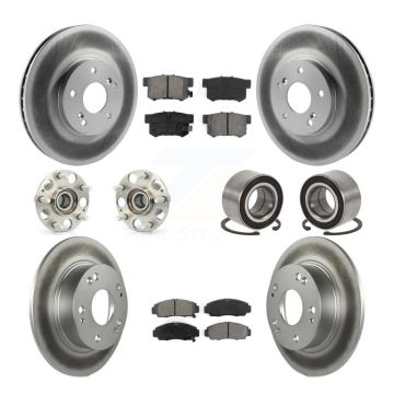 Front Rear Wheel Hub Bearing Coated Disc Brake Rotor And Pads Kit (10Pc) For Honda Accord KBB-107986